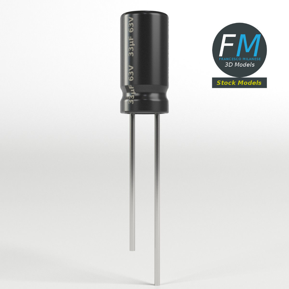 Electrolytic capacitor 3D model_3