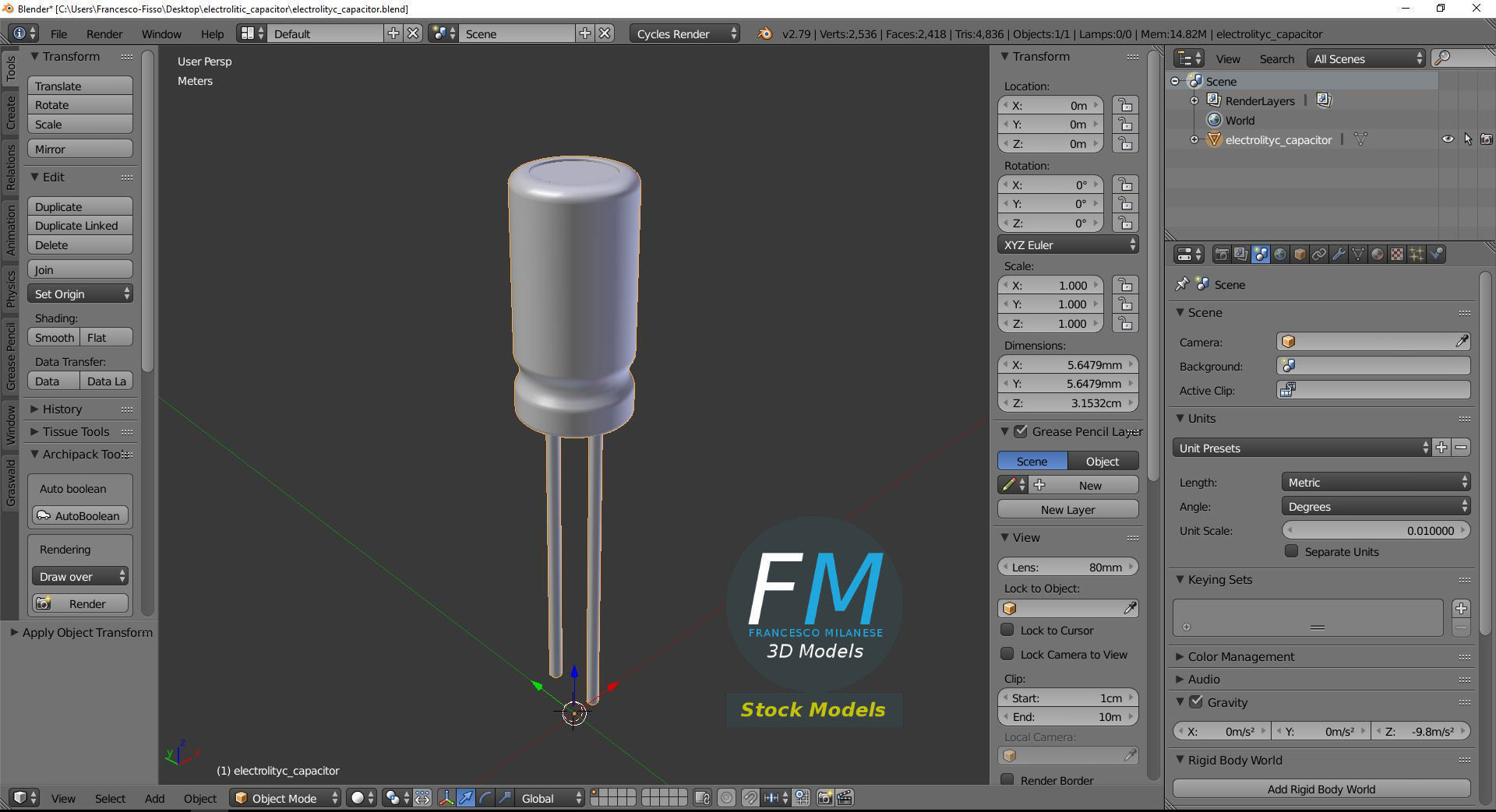 Electrolytic capacitor 3D model_9