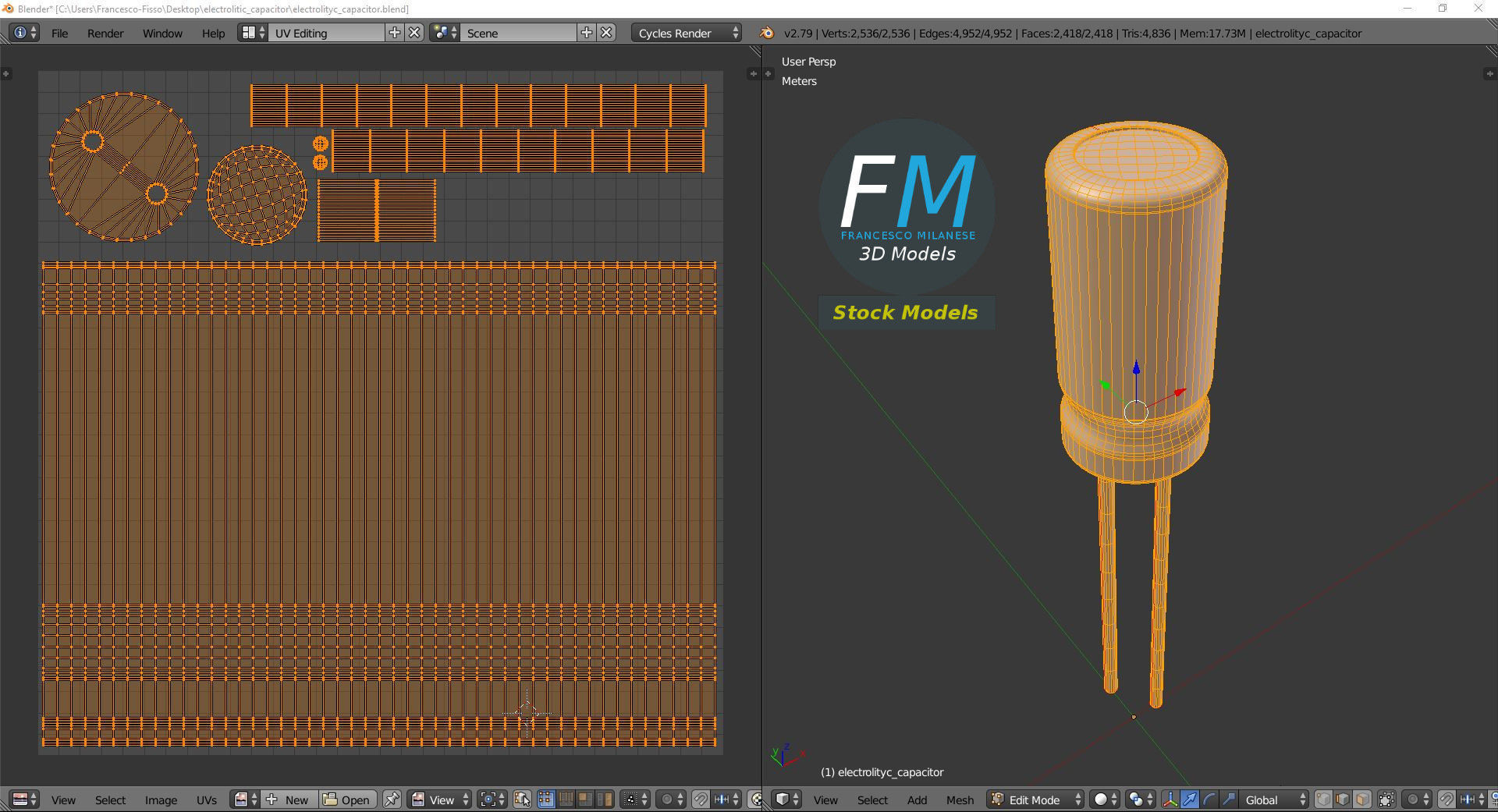 Electrolytic capacitor 3D model_10