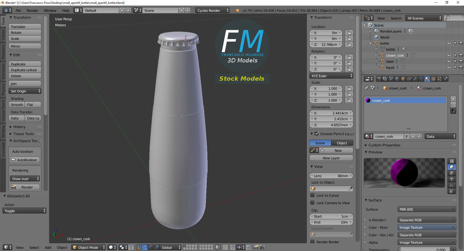 Small aperitif bottle 3D model_9