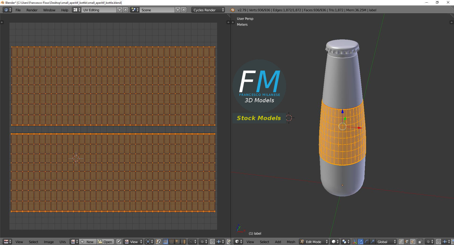 Small aperitif bottle 3D model_10