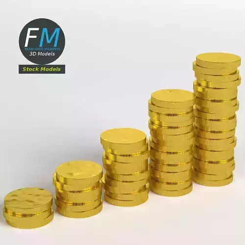 Stylized coins stack 3D model