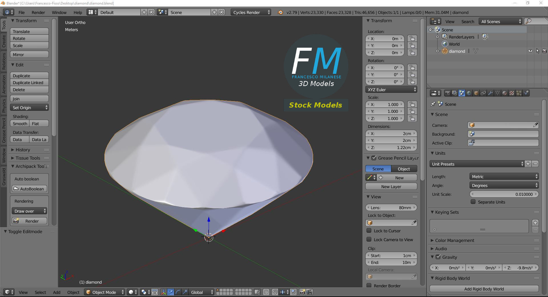 Stylized diamond 3D model_9