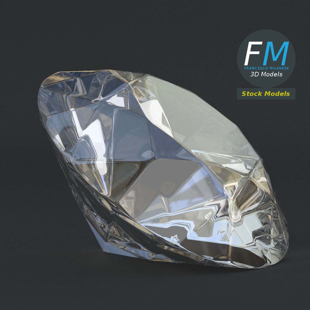 Stylized diamond 3D model_4