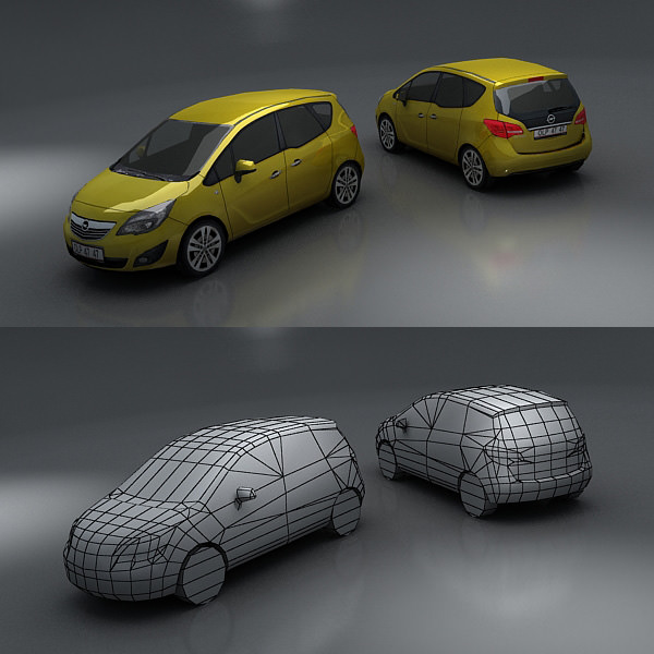 Opel Meriva Low-poly 3D model_1