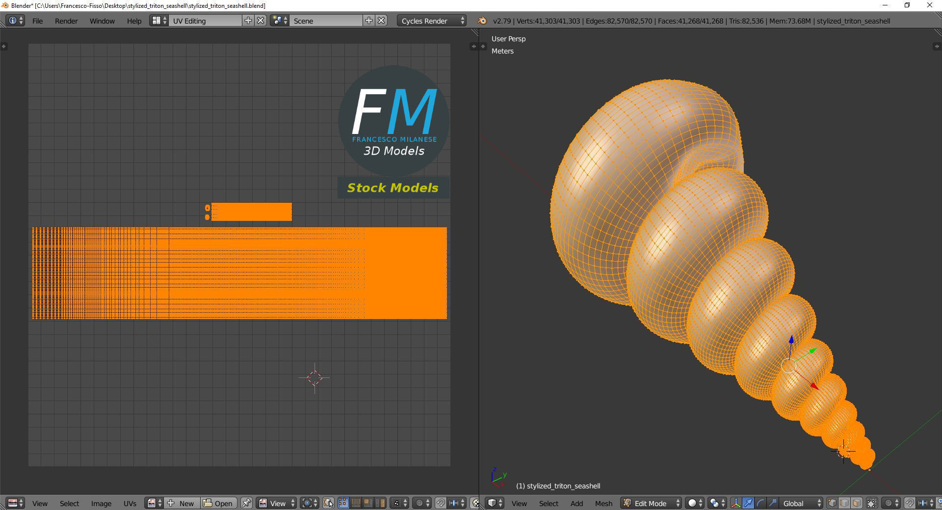 Stylized triton seashell 3D model_10