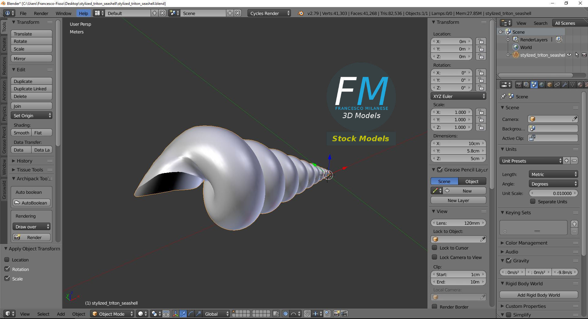 Stylized triton seashell 3D model_9