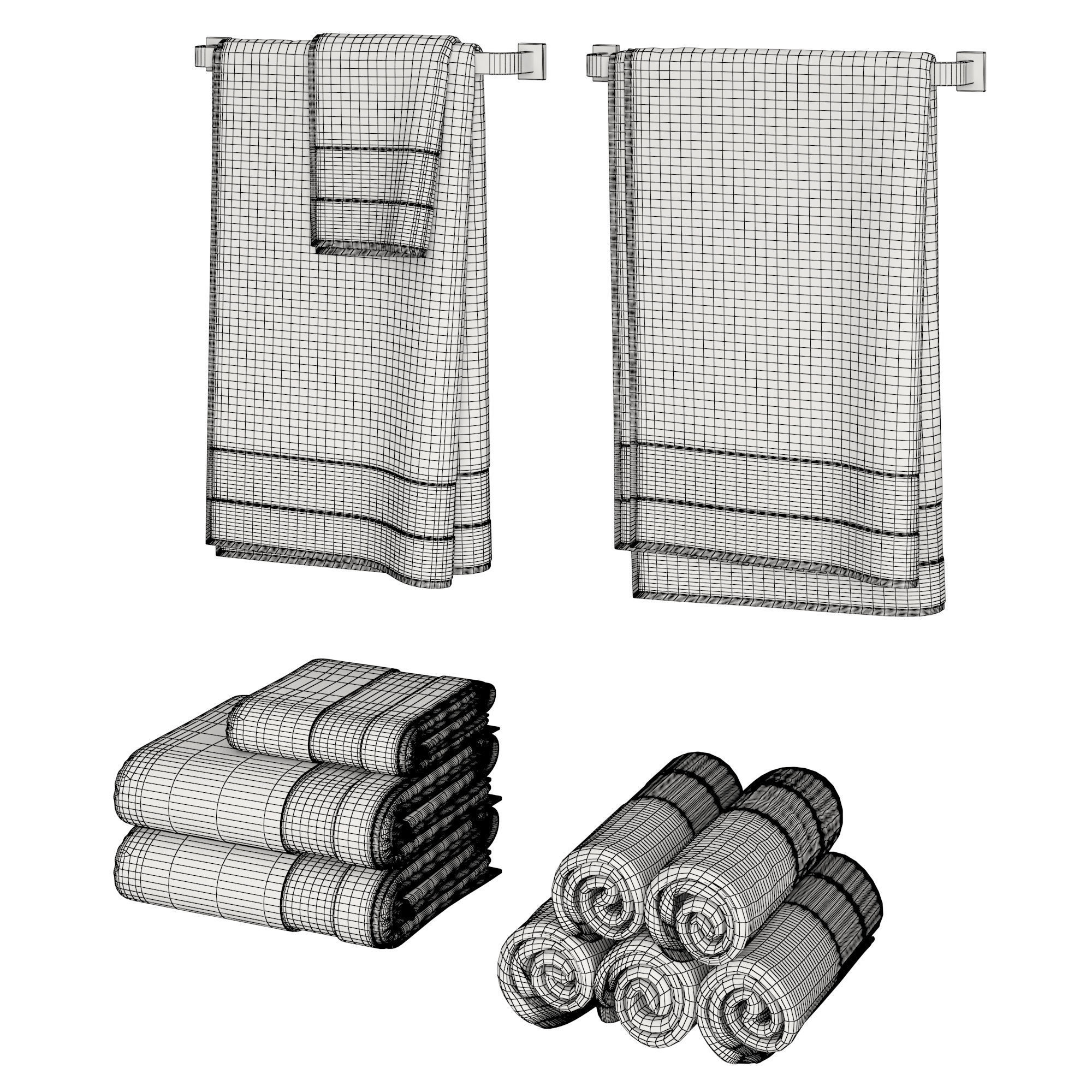 Color Towels Set  3D model_4