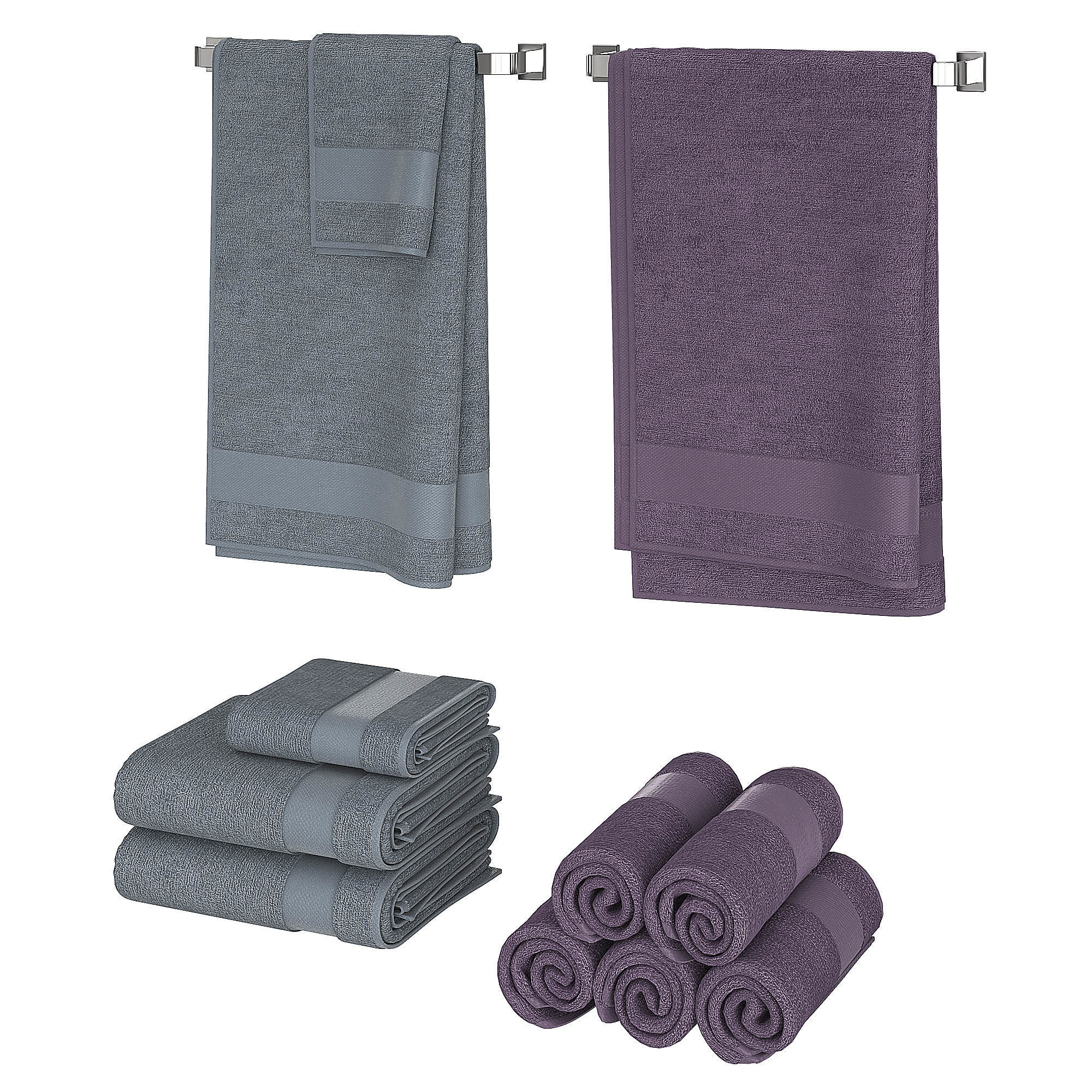 Color Towels Set  3D model_1