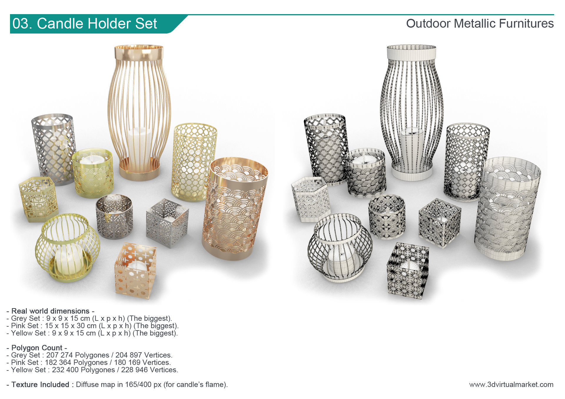 Outdoor Metallic Furniture Accessories Collection 3D model_3