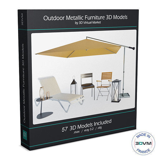 Outdoor Metallic Furniture Accessories Collection 3D model