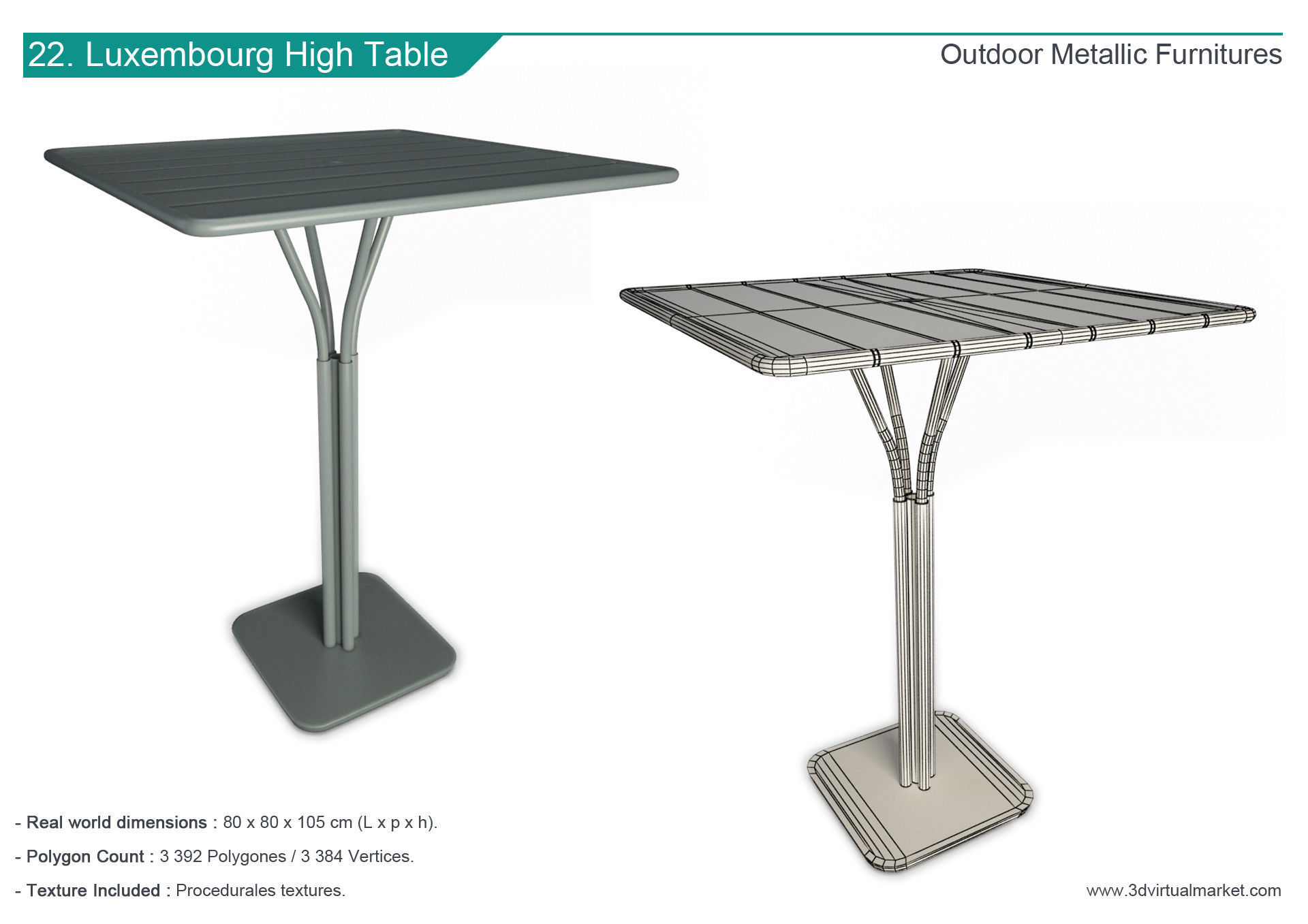 Outdoor Metallic Furniture Accessories Collection 3D model_22