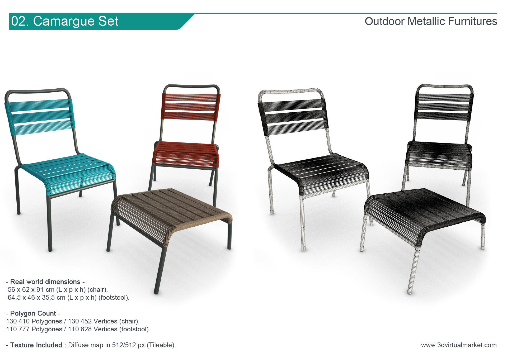 Outdoor Metallic Furniture Accessories Collection 3D model_2