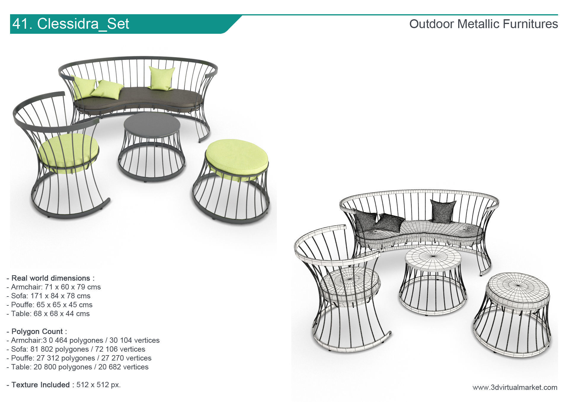 Outdoor Metallic Furniture Accessories Collection 3D model_41