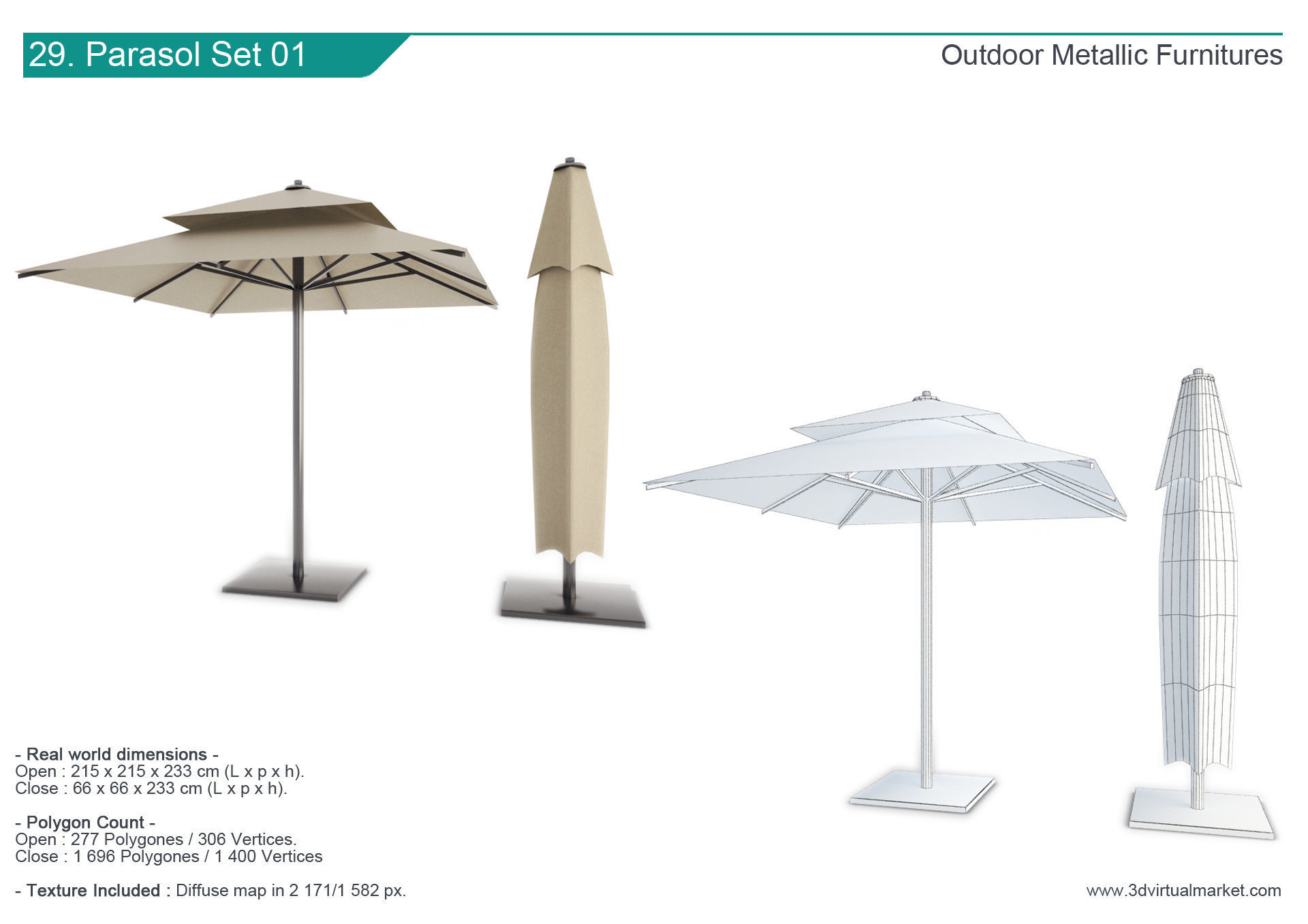 Outdoor Metallic Furniture Accessories Collection 3D model_29