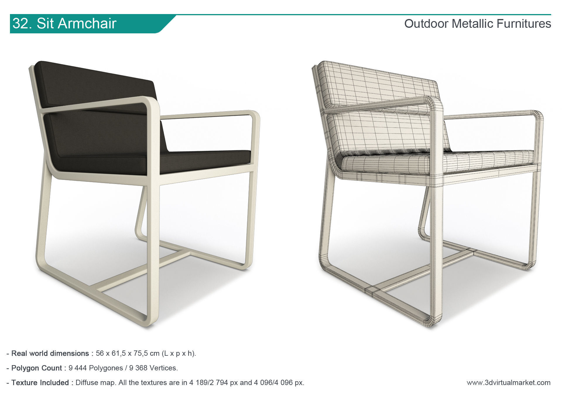 Outdoor Metallic Furniture Accessories Collection 3D model_32