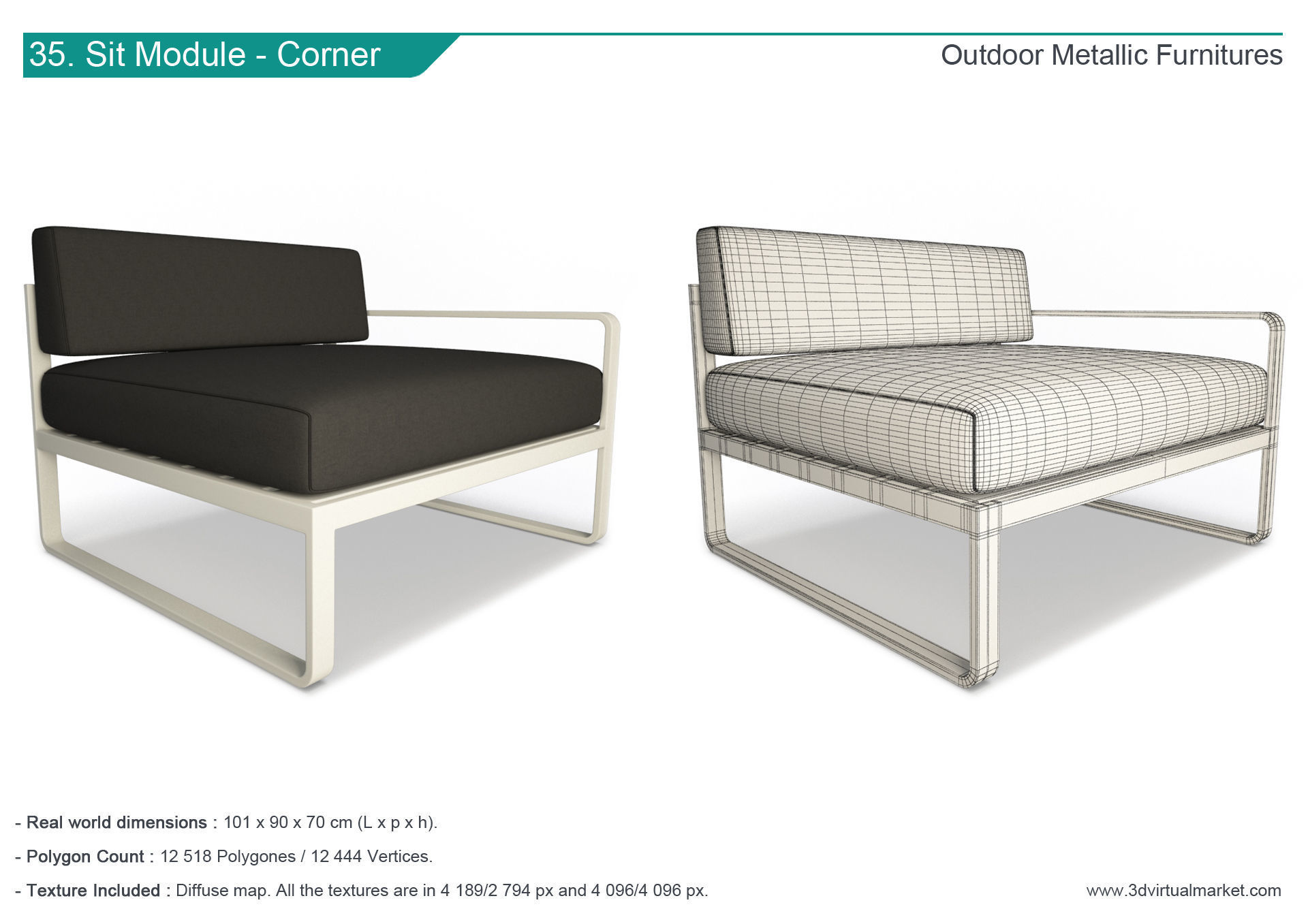 Outdoor Metallic Furniture Accessories Collection 3D model_35