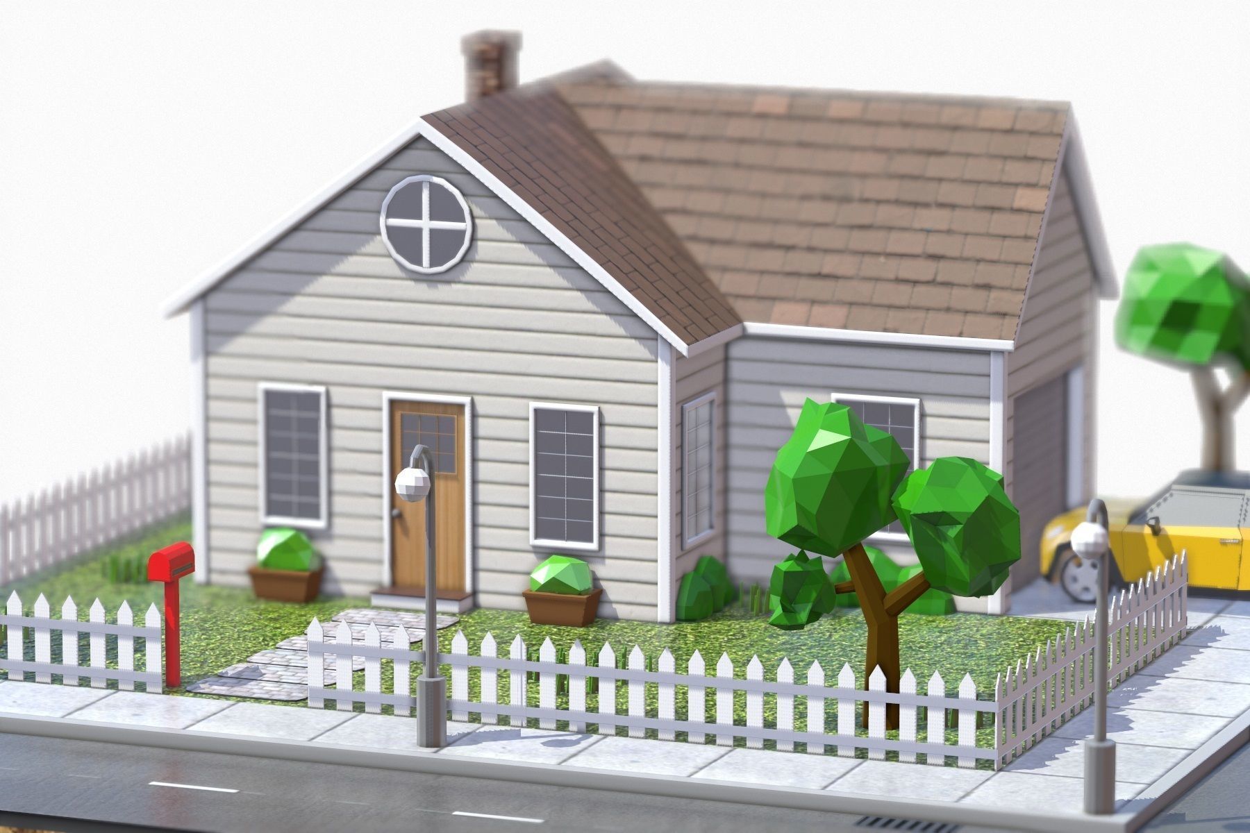 Low Poly House V3 Low-poly 3D model_12