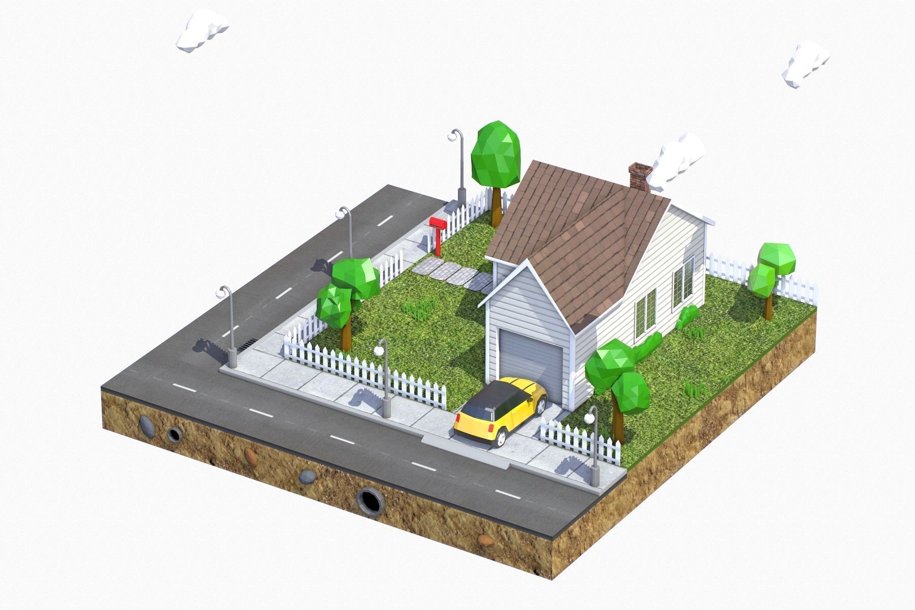 Low Poly House V3 Low-poly 3D model_5