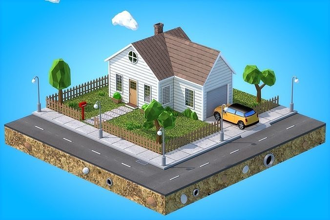 Low Poly House V3 Low-poly 3D model