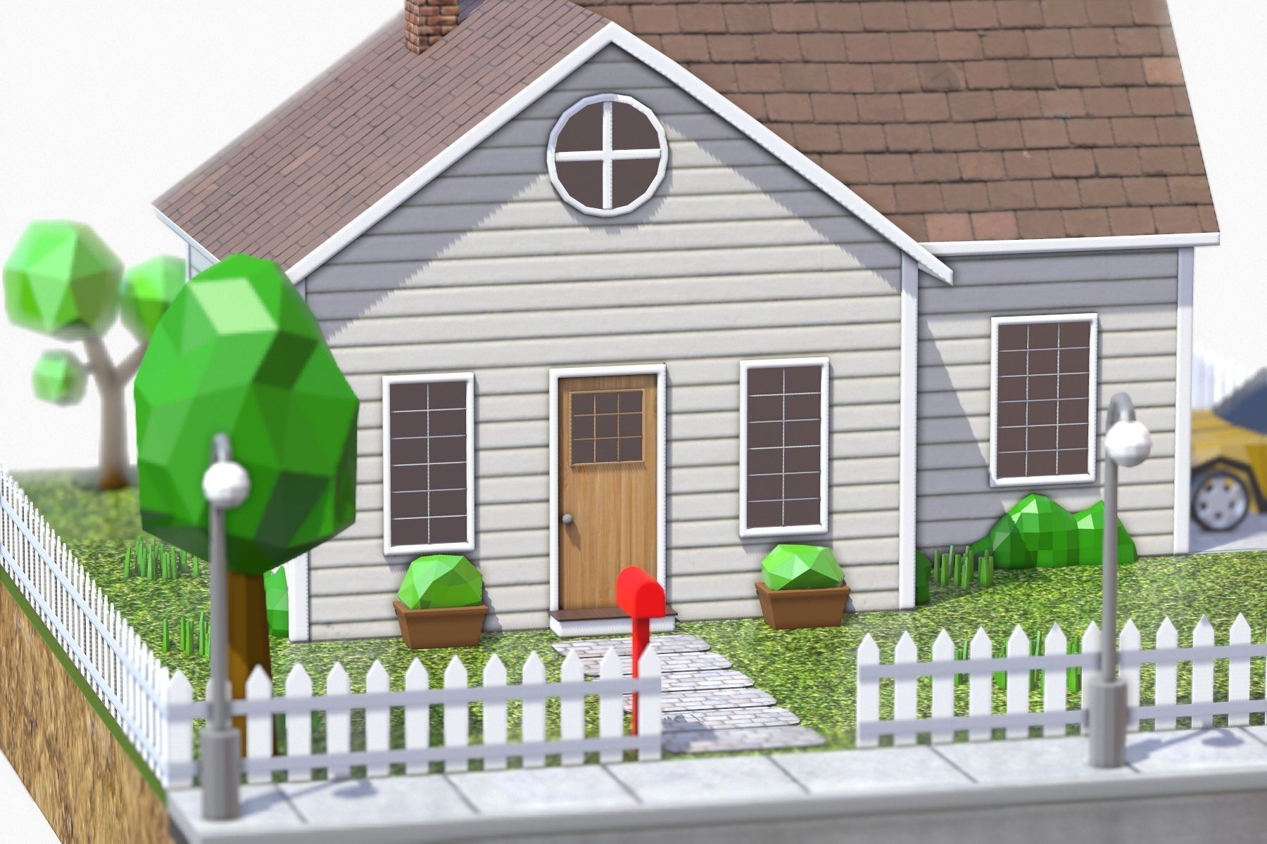 Low Poly House V3 Low-poly 3D model_11