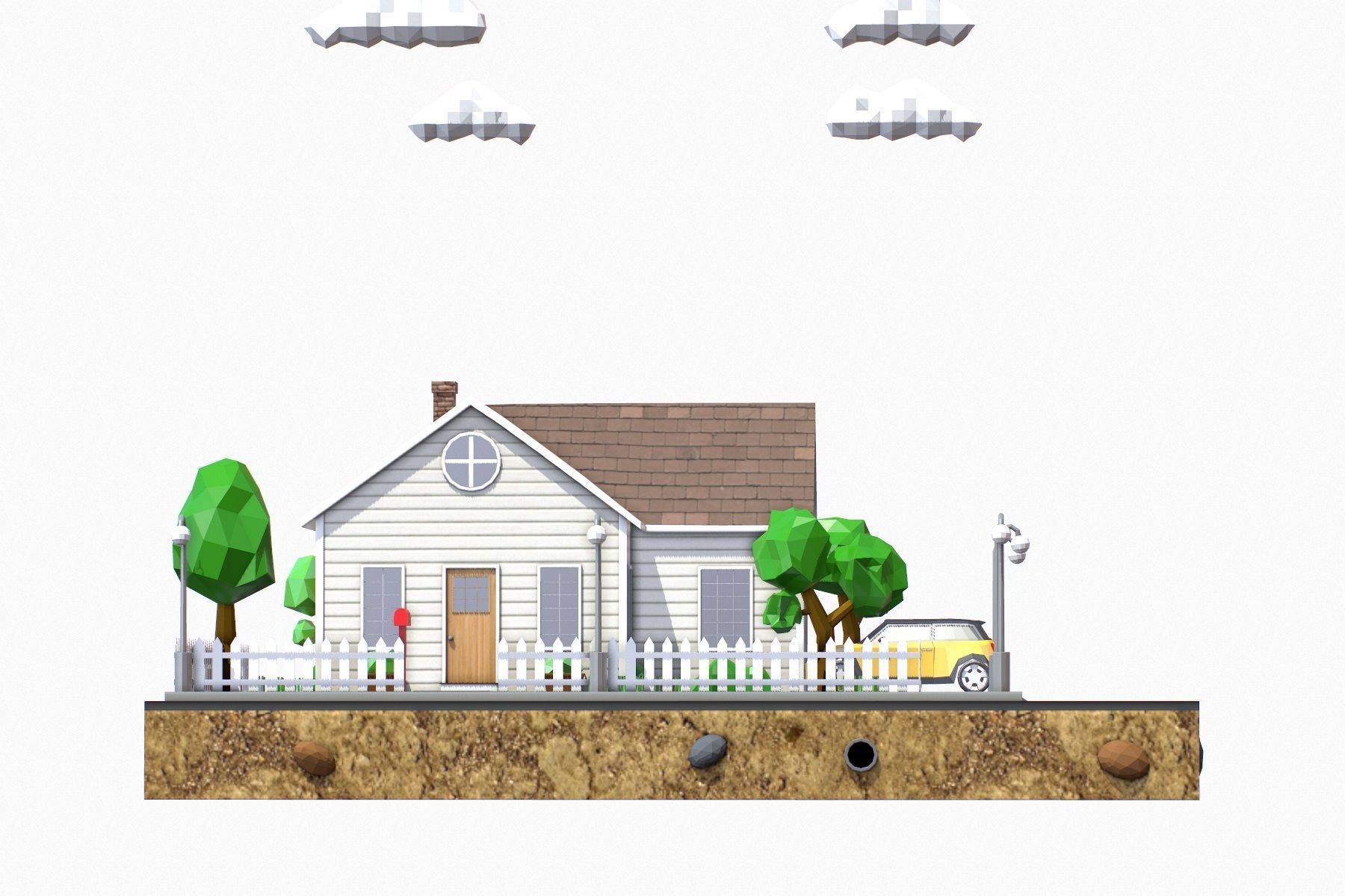 Low Poly House V3 Low-poly 3D model_7