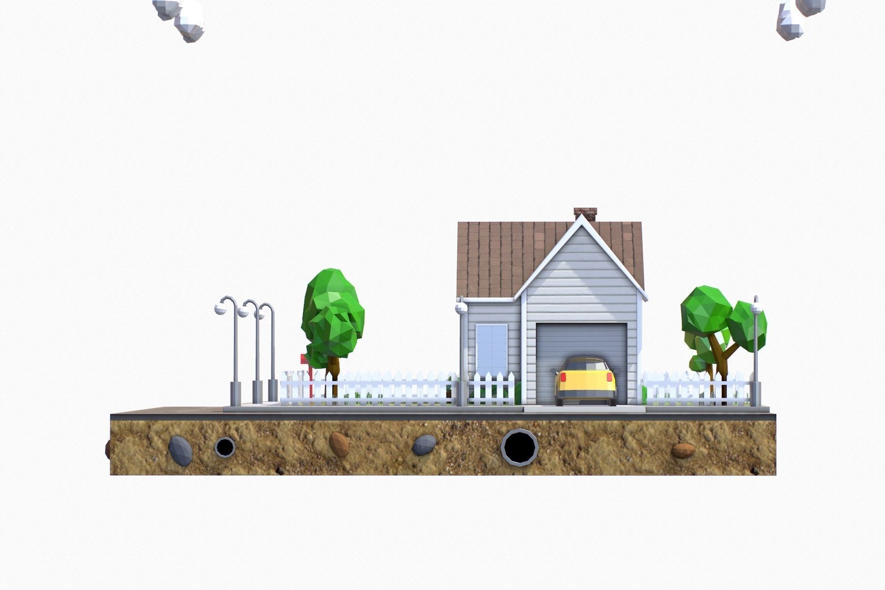 Low Poly House V3 Low-poly 3D model_6