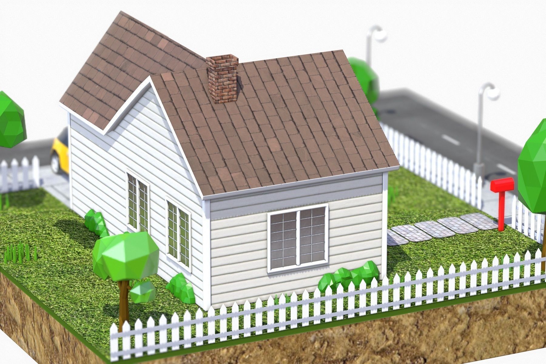 Low Poly House V3 Low-poly 3D model_15