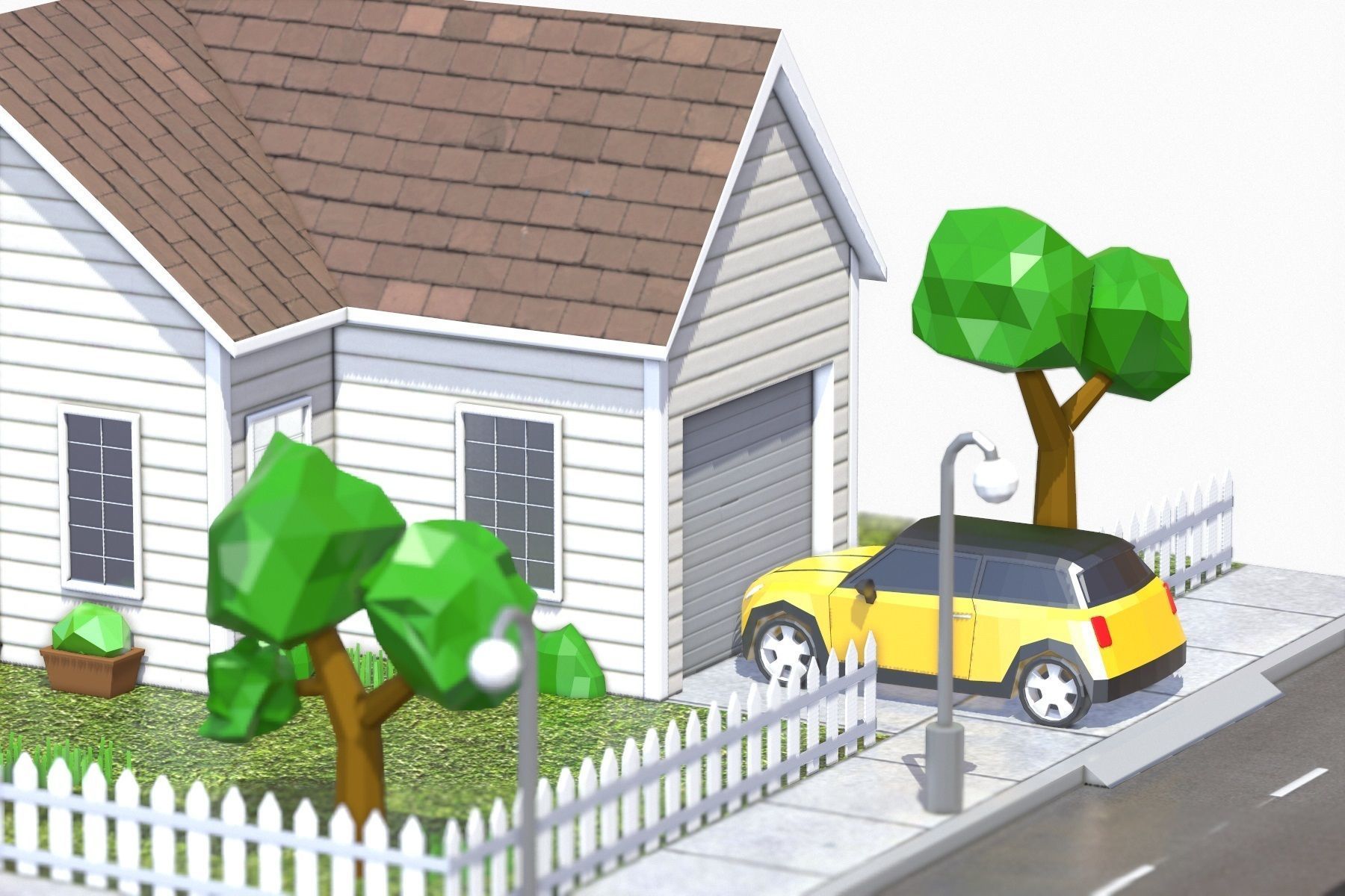 Low Poly House V3 Low-poly 3D model_13