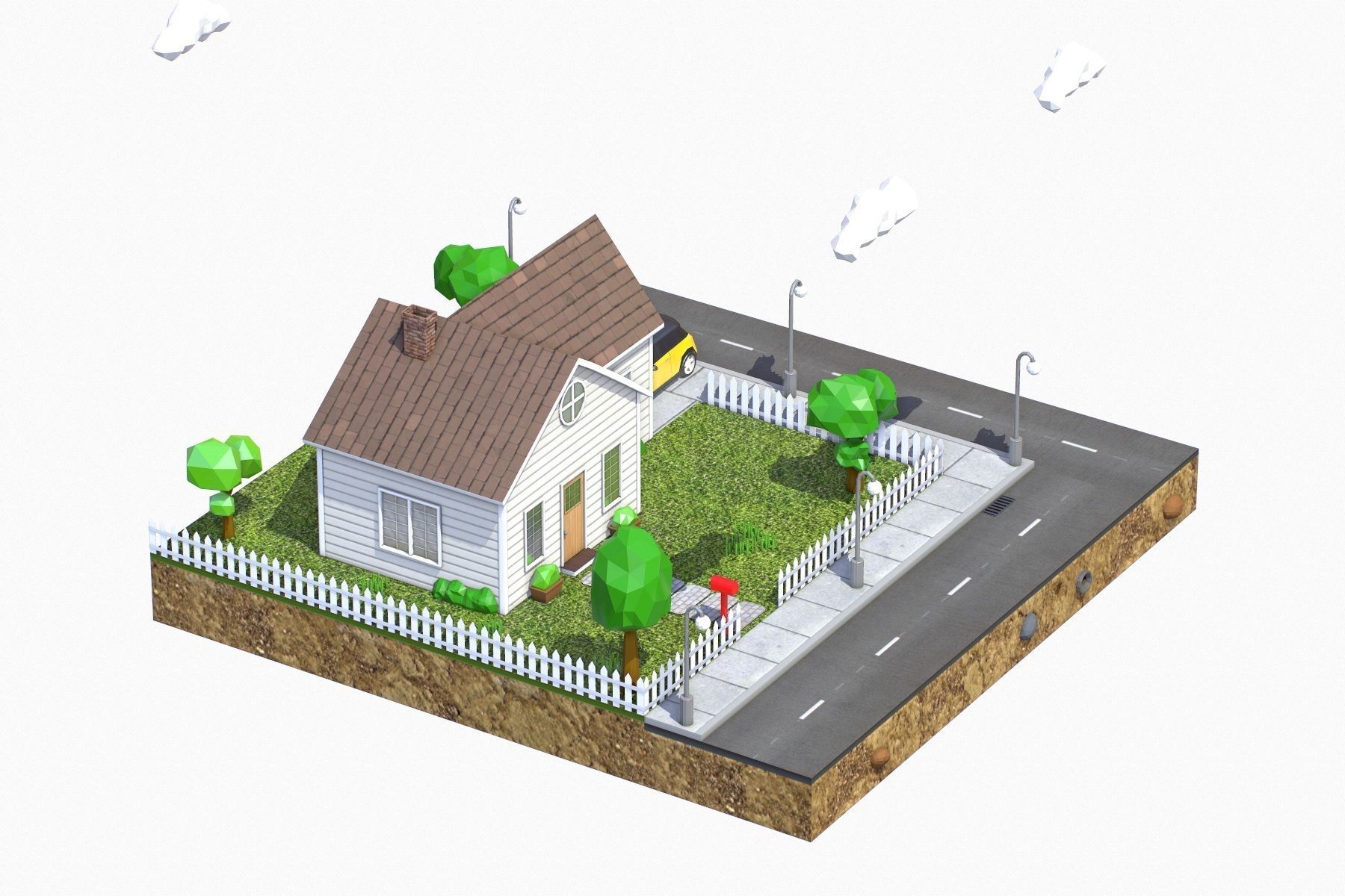 Low Poly House V3 Low-poly 3D model_3
