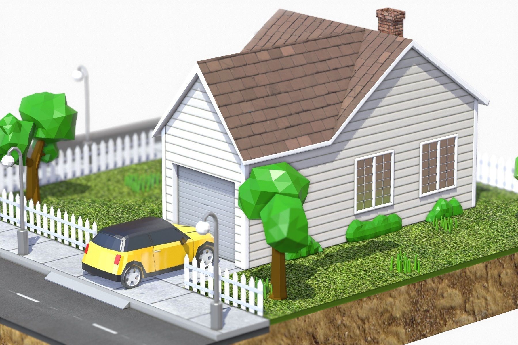 Low Poly House V3 Low-poly 3D model_14