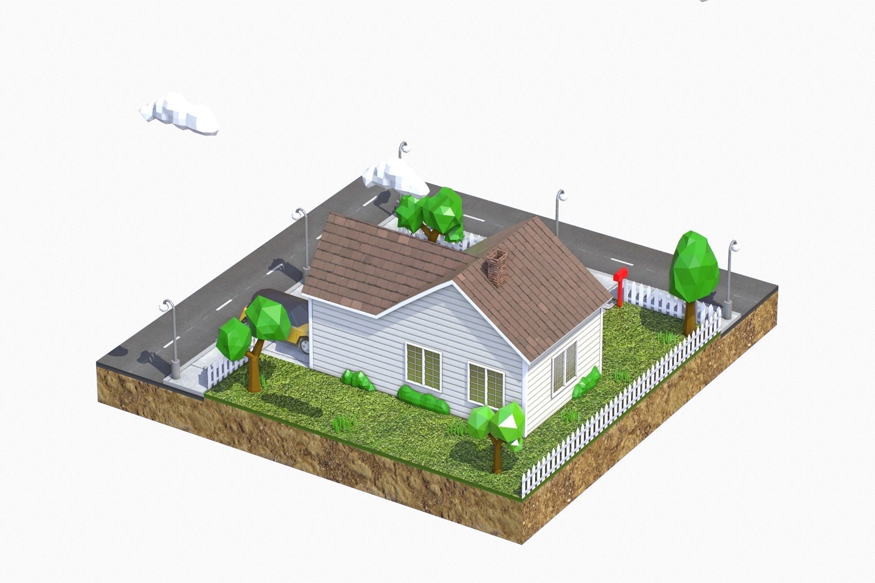 Low Poly House V3 Low-poly 3D model_4