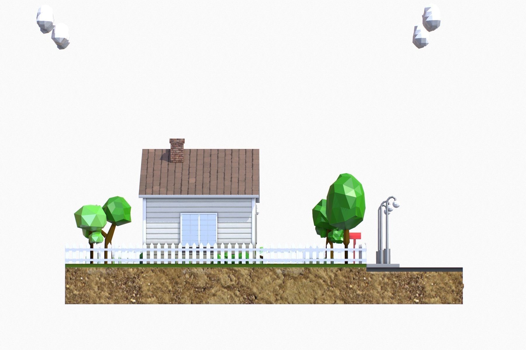 Low Poly House V3 Low-poly 3D model_8