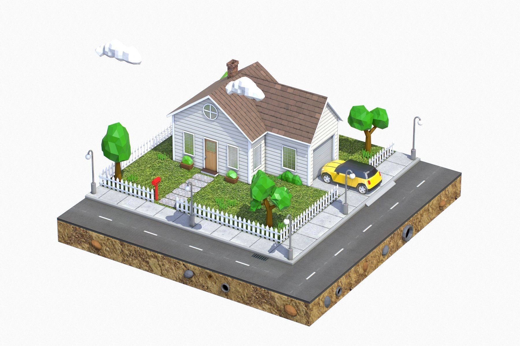 Low Poly House V3 Low-poly 3D model_2