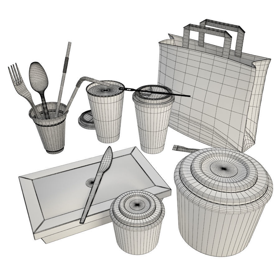 Salads And Packaging  3D model_1