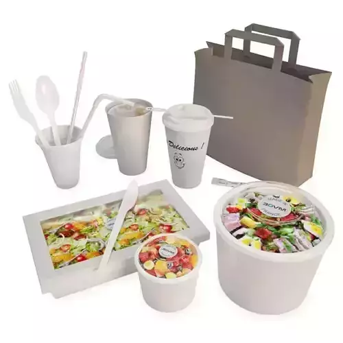 Salads And Packaging  3D model