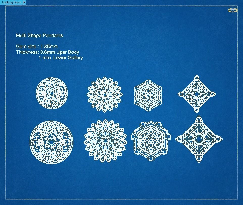 Multi Shaped Pendants with Earrings Total 8 Pieces 3D print model_14