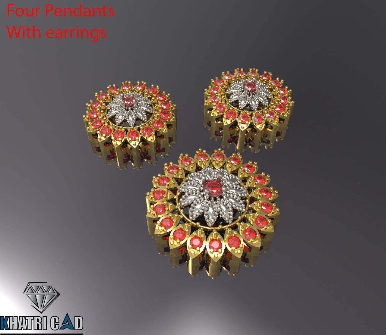 Multi Shaped Pendants with Earrings Total 8 Pieces 3D print model_2