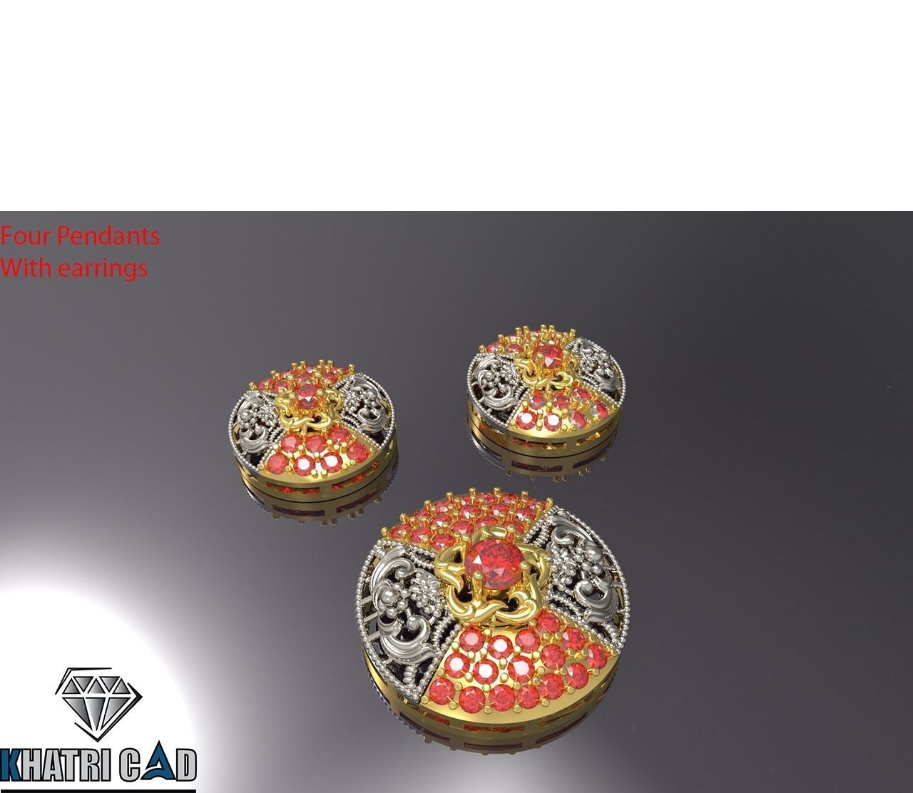 Multi Shaped Pendants with Earrings Total 8 Pieces 3D print model_12