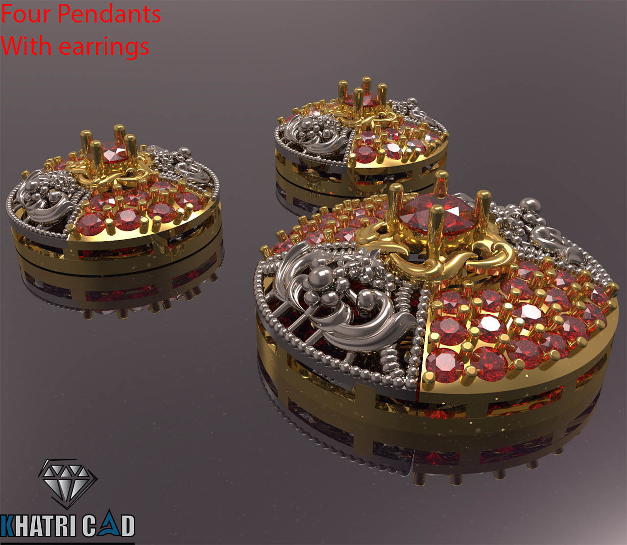 Multi Shaped Pendants with Earrings Total 8 Pieces 3D print model_3