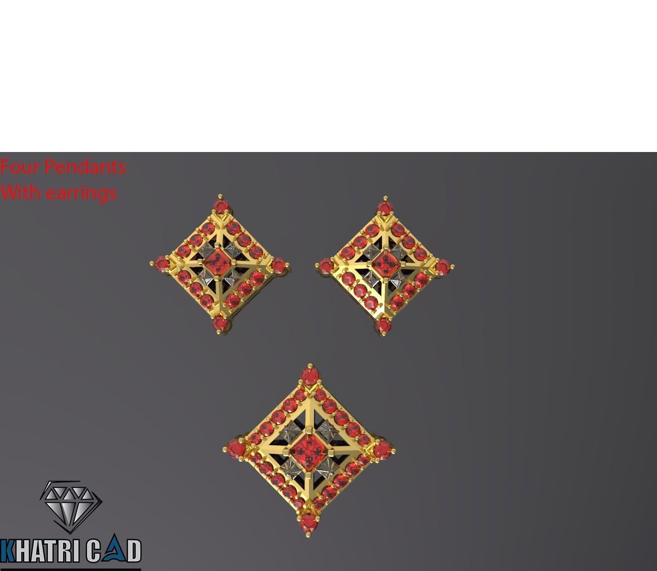 Multi Shaped Pendants with Earrings Total 8 Pieces 3D print model_5