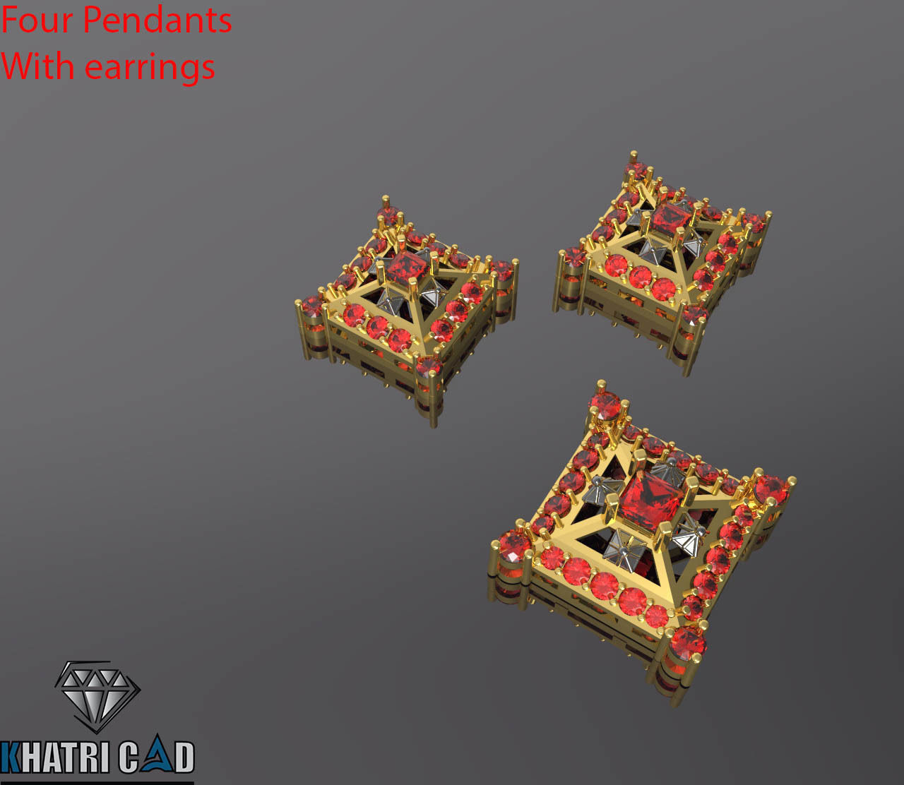 Multi Shaped Pendants with Earrings Total 8 Pieces 3D print model_4