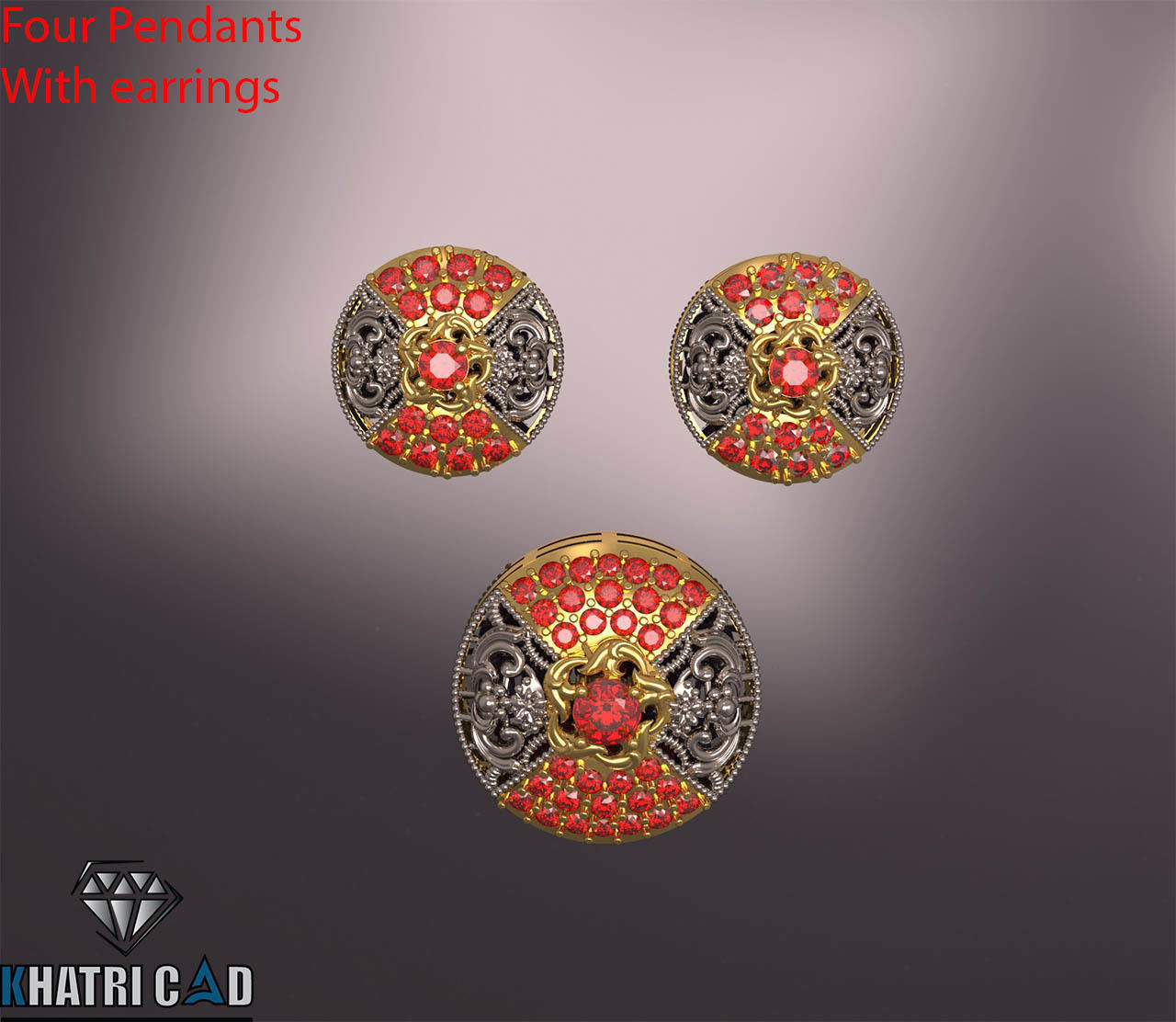 Multi Shaped Pendants with Earrings Total 8 Pieces 3D print model_13