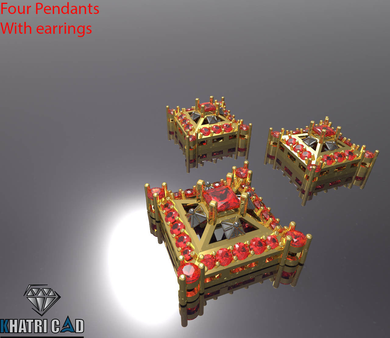 Multi Shaped Pendants with Earrings Total 8 Pieces 3D print model_6