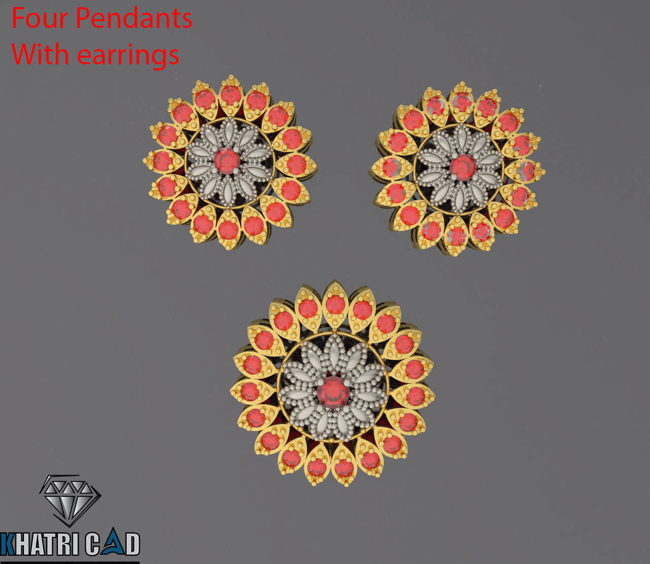 Multi Shaped Pendants with Earrings Total 8 Pieces 3D print model_7