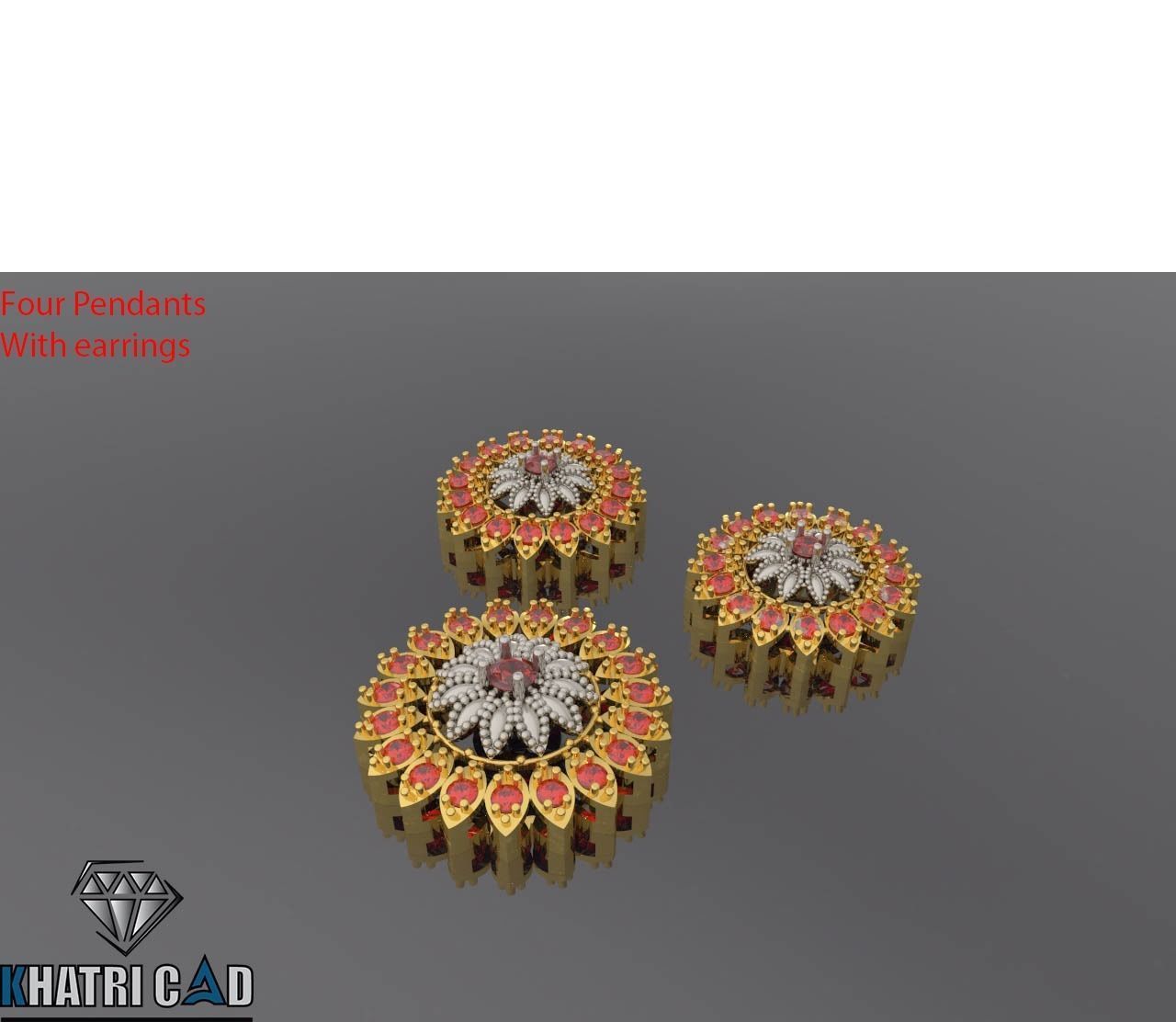 Multi Shaped Pendants with Earrings Total 8 Pieces 3D print model_8