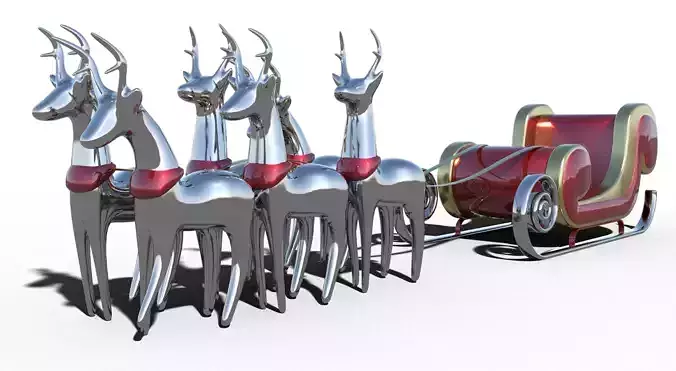 Santa Claus sleigh Reindeer 3D model