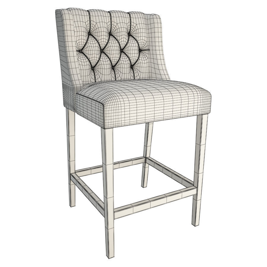 Lara Leather Bar Stool  3D model_1
