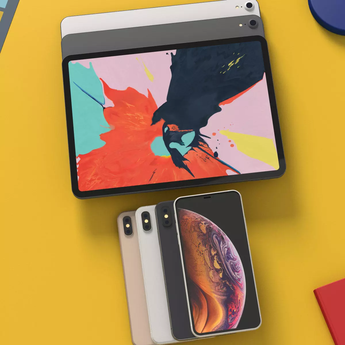 iPhone XS Max and iPad Pro 2018 Bundle With All Colors Free 3D model_0