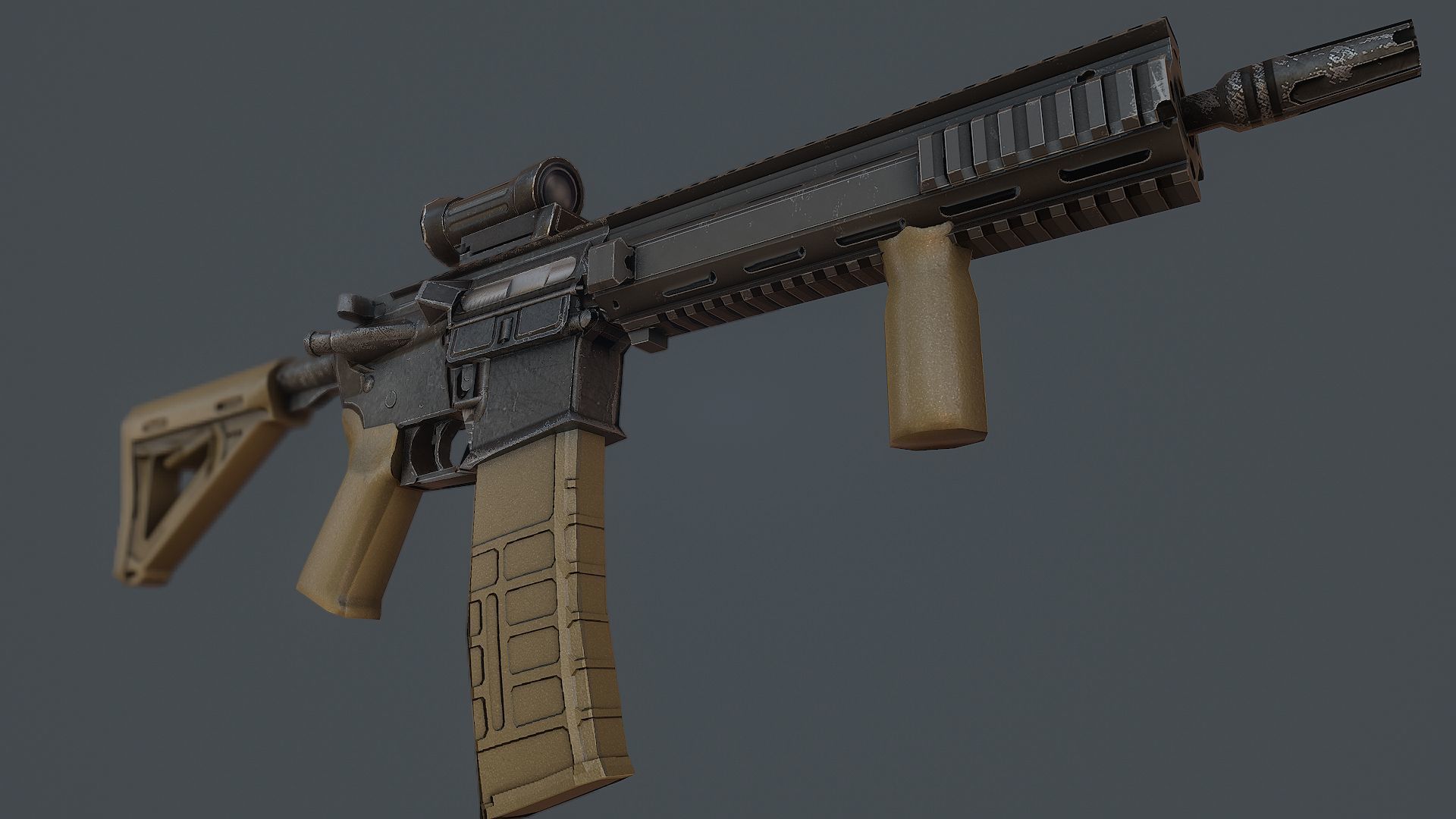 Assault Rifle l119a2 Low-poly 3D model_5